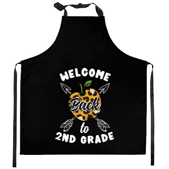 Welcome Back To 2nd Grade Leopard Print Kitchen Aprons