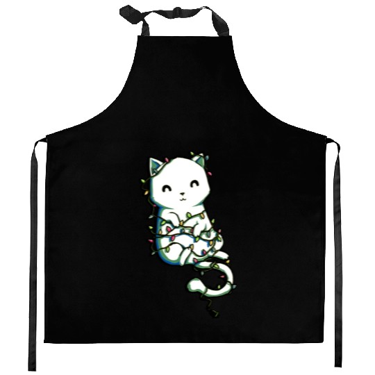 cat All Tangled Kitchen Aprons