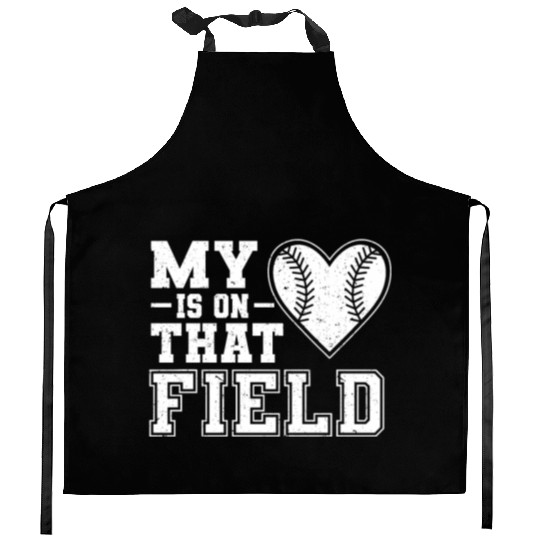 My Heart Is On That Field For Baseball Mom Dad Kitchen Aprons