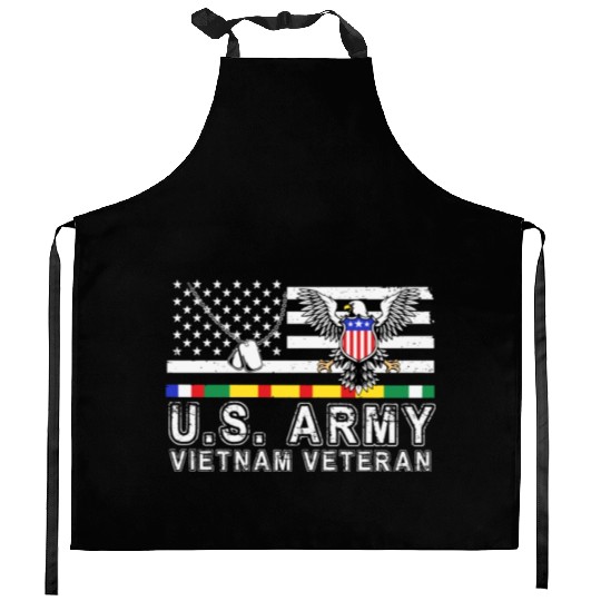 Vietnam Veteran Eagle US Flag Dog Tag Vintage Kitchen Aprons
