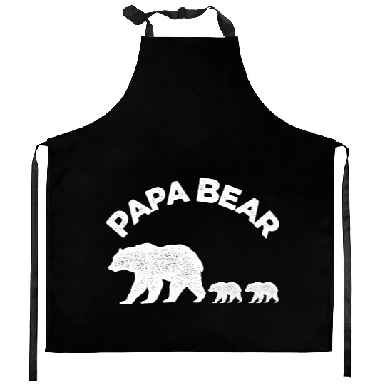 Vintage Papa Bear with Two Cubs Daddy Bear Twin Kitchen Aprons