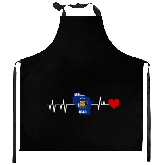 Wisconsin Heartbeat Gift Kitchen Aprons