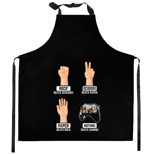 Rock Paper Scissors Nothing Beats Gaming Funny Gam Kitchen Aprons