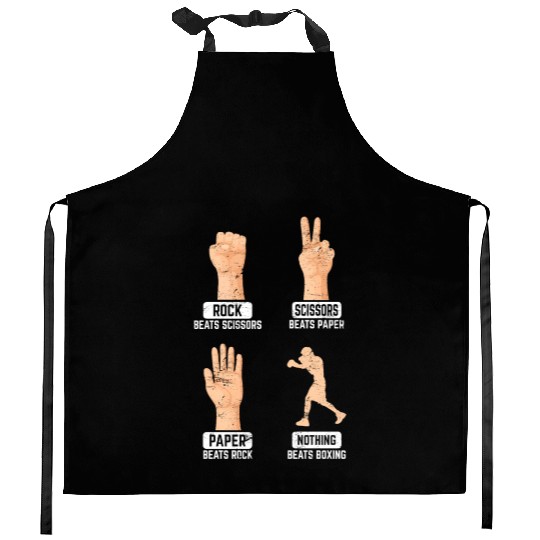 Rock Paper Scissors Nothing Beats Boxing Funny Box Kitchen Aprons