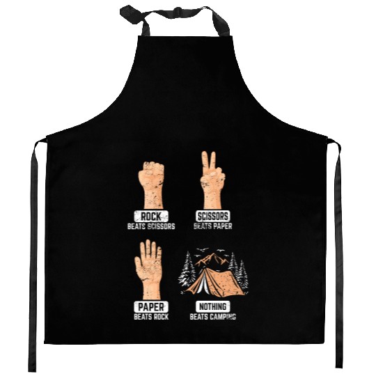 Rock Paper Scissors Nothing Beats Camping Funny Ca Kitchen Aprons