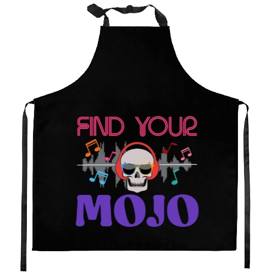 Find Your Mojo Colorful Violet Pink Retro Font Kitchen Aprons
