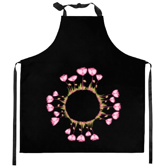 circle nature flowers roses pink Kitchen Aprons