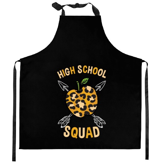 High School Back To School Squad Leopard Print Kitchen Aprons