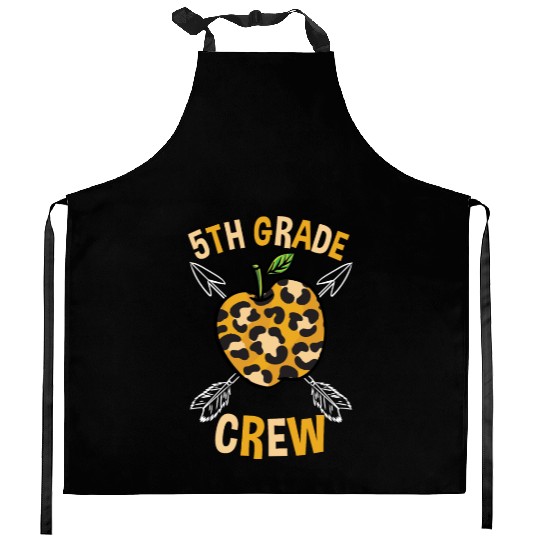 5th Grade Back To School Crew Leopard Print Kitchen Aprons