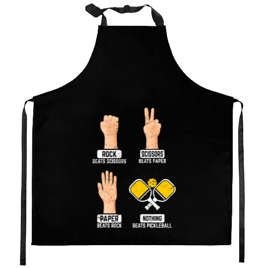 Rock Paper Scissors Nothing Beats Pickleball Playe Kitchen Aprons