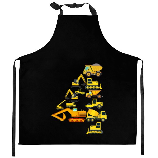 4th Birthday Construction Trucks For 4 Year Old Kitchen Aprons