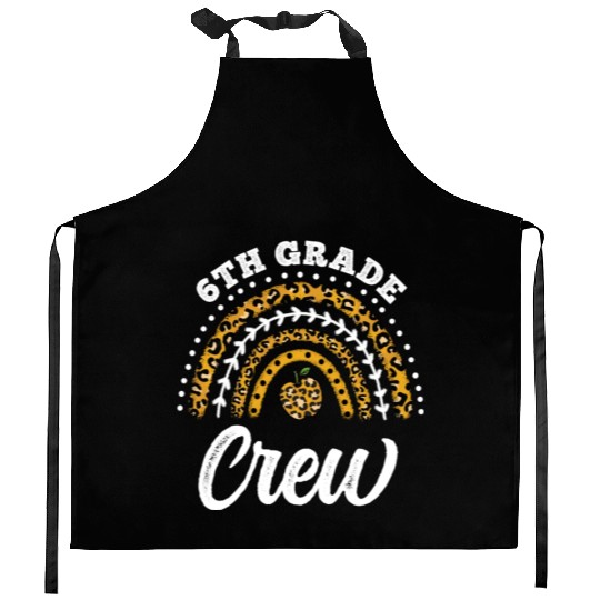 6th Grade Crew Leopard Rainbow Back To School Kitchen Aprons