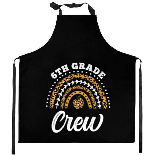 6th Grade Crew Leopard Rainbow Back To School Kitchen Aprons