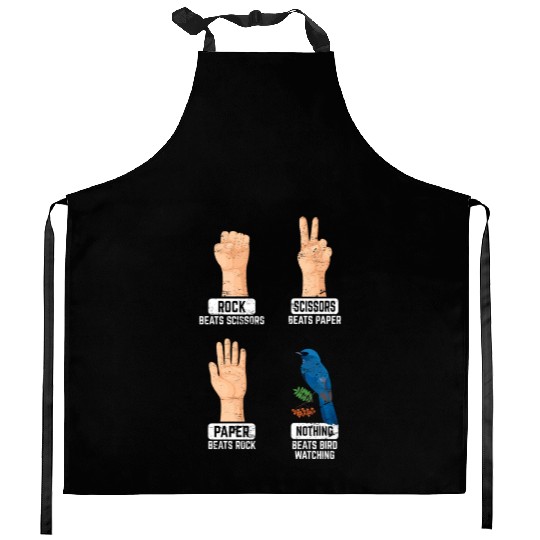 Rock Paper Scissors Nothing Beats Bird Watching Bi Kitchen Aprons