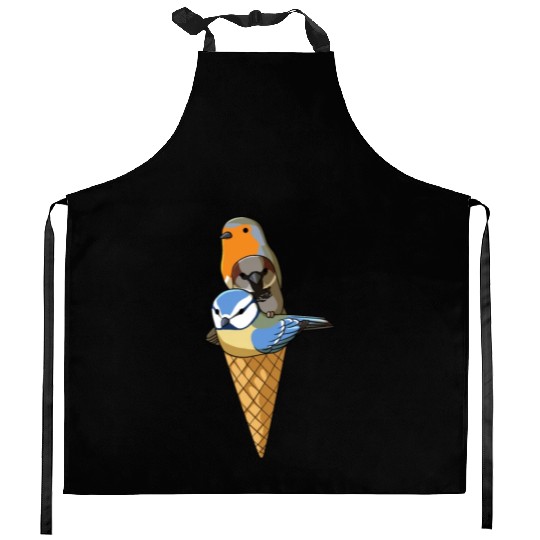 Funny Birds Ice Cream Robin, Blue Tit and House Kitchen Aprons