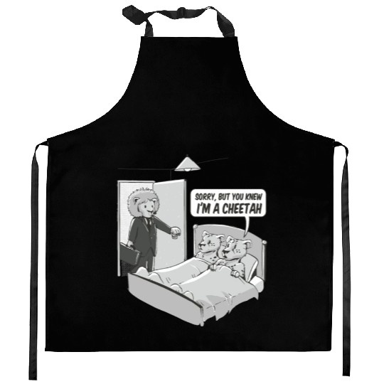 Cheating cheetah Kitchen Aprons