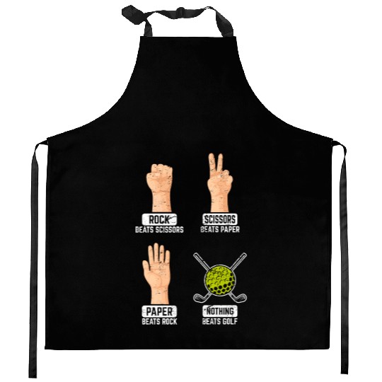 Rock Paper Scissors Nothing Beats Golf Funny Golfi Kitchen Aprons