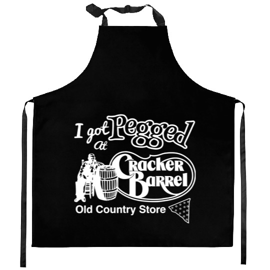 i got pegged at cracker barrel old country store Kitchen Aprons