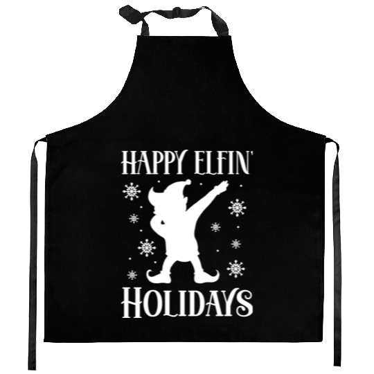 Christmas Happy Elfin Holidays Funny Elf Xmas Gift Kitchen Aprons