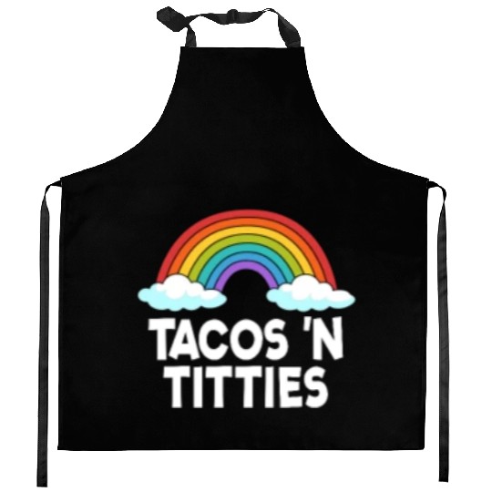 Tacos N Titties Rainbow Lesbian Funny LGBT Kitchen Aprons
