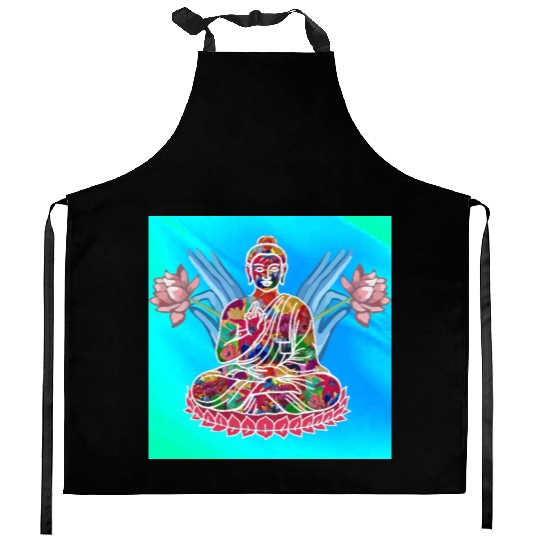 Meditating Buddha Kitchen Aprons