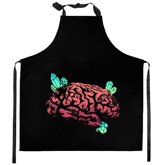 Brain with Crystal - Red and Green Kitchen Aprons