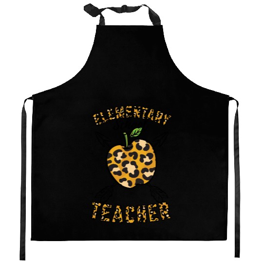 Elementary School Teacher Leopard Print Kitchen Aprons