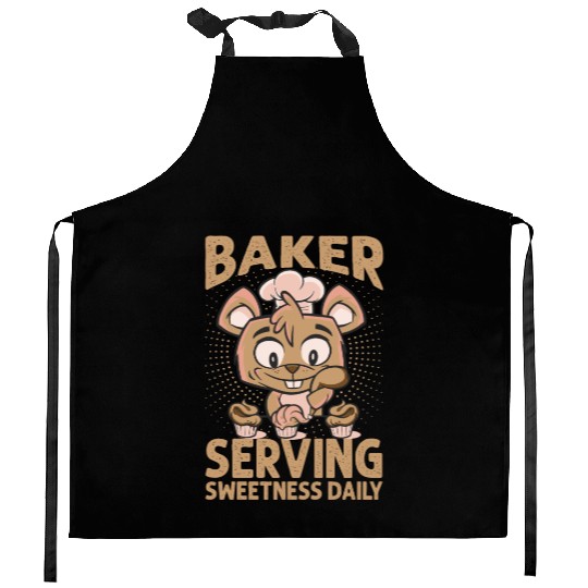 Baker Serving Sweetness Daily - Cakes - Funny - Ba Kitchen Aprons