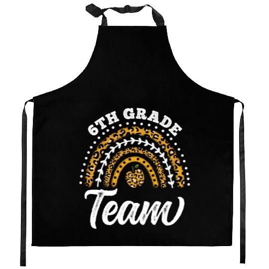 6th Grade Team Leopard Rainbow Back To School Kitchen Aprons