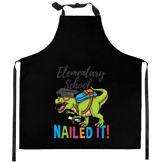 Elementary School Nailed It Dinosaur Graduation Kitchen Aprons