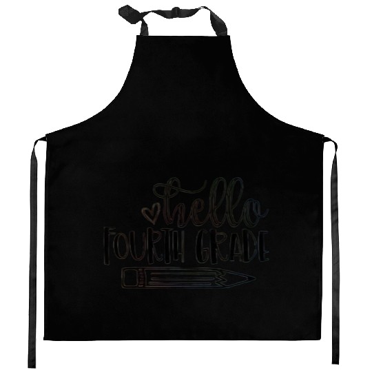 Hello Fourth Grade Student Teacher Back to School Kitchen Aprons