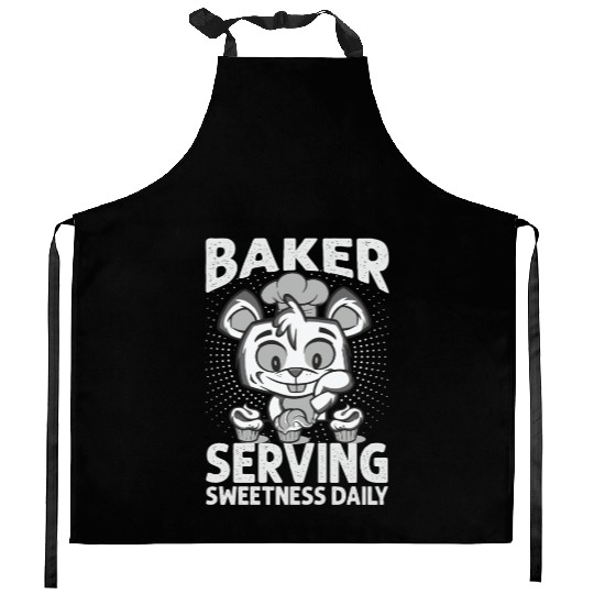 Baker Serving Sweetness Daily - Cakes - Funny - Ba Kitchen Aprons