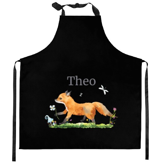 Waldtier Reh Hase Hedgehog Flowers Name Theo Kitchen Aprons