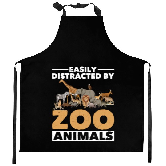Zoo Animals Giraffe Lion Elephant Zoo Kitchen Aprons