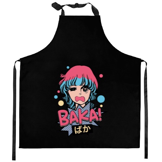 Baka! Japanese Aesthetic Otaku Girl Vintage Kitchen Aprons