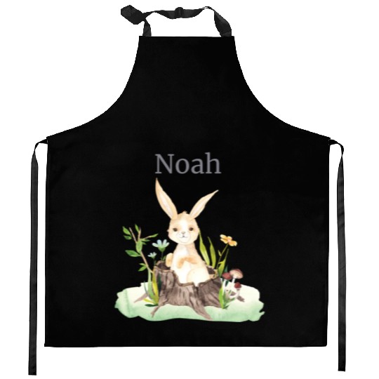 Waldtier Reh Hase Hedgehog Flowers Name Noah Kitchen Aprons