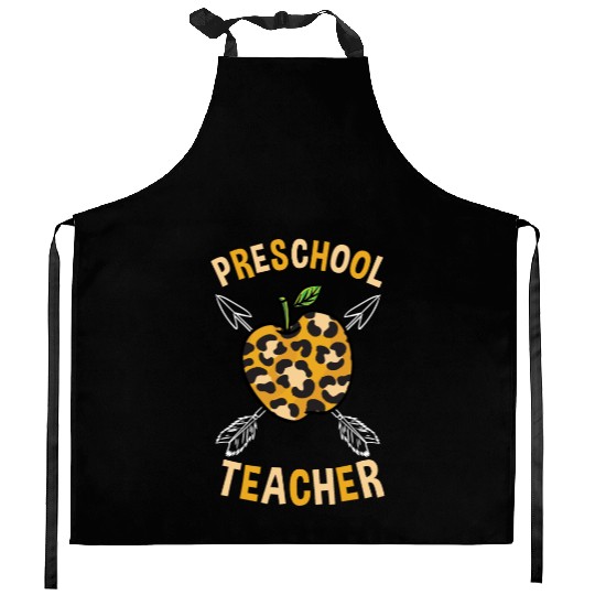 Preschool Back To School Teacher Leopard Print Kitchen Aprons
