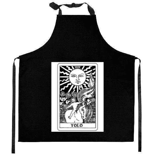 You Only Live Once Sun Tarot Card Parody Kitchen Aprons