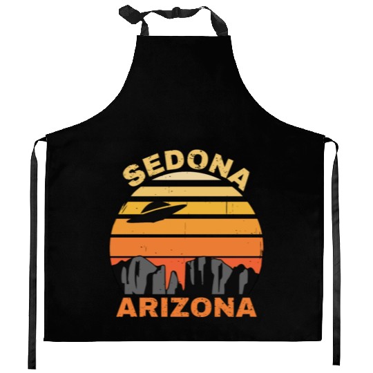 Sedona Arizonna Retro Sunset and UFO Kitchen Aprons