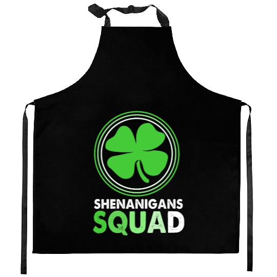 St Patrick Day Clover Shenanigans Squad Kitchen Aprons