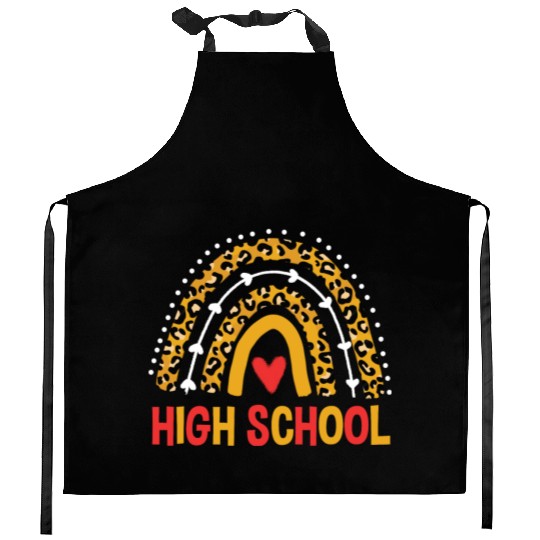 Back To School Leopard High School Rainbow Kitchen Aprons