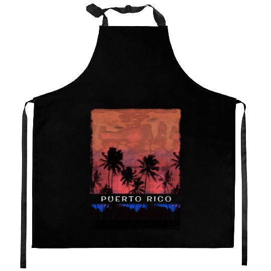 Puerto Rico Caribbean Vacation Souvenir Palm Tree Kitchen Aprons