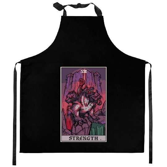 Strength Tarot Card Halloween Cerberus Greek Mytho Kitchen Aprons