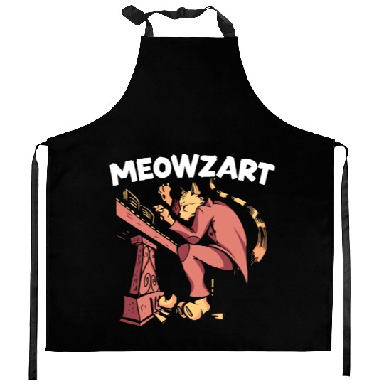 Meowzart Piano Cat Musician Musical Pianist Music Kitchen Aprons