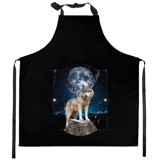 Wolf Moon Forest Wolves Nature Nature Liever Full Kitchen Aprons