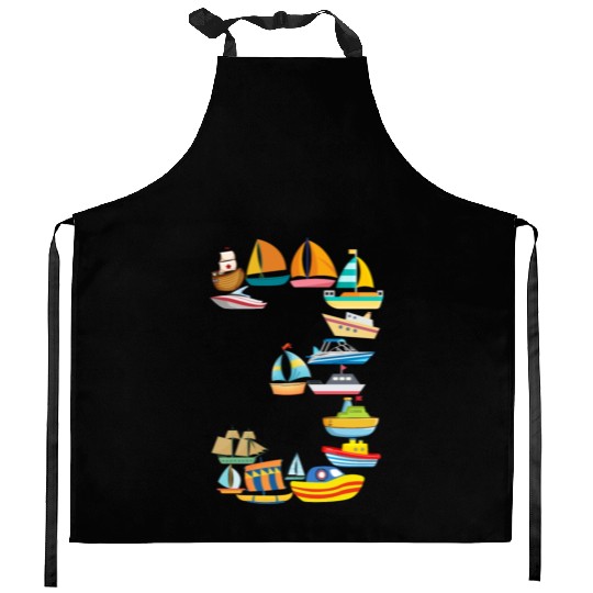 3rd Birthday Sailing Boat Yacht Three 3 Years Old Kitchen Aprons