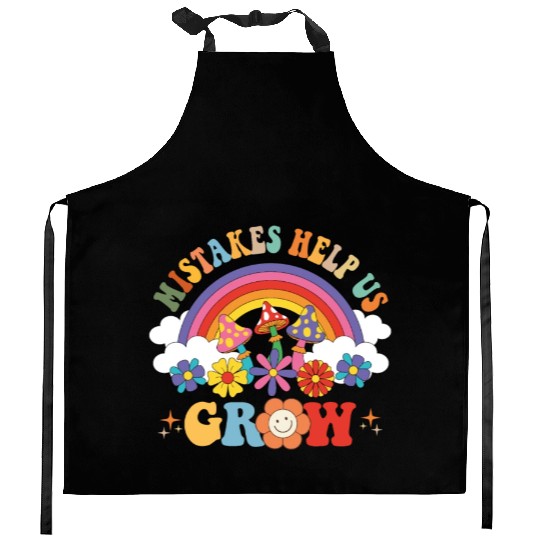 Mistakes Help Us Grow Groovy Growth Mind Rainbow Kitchen Aprons
