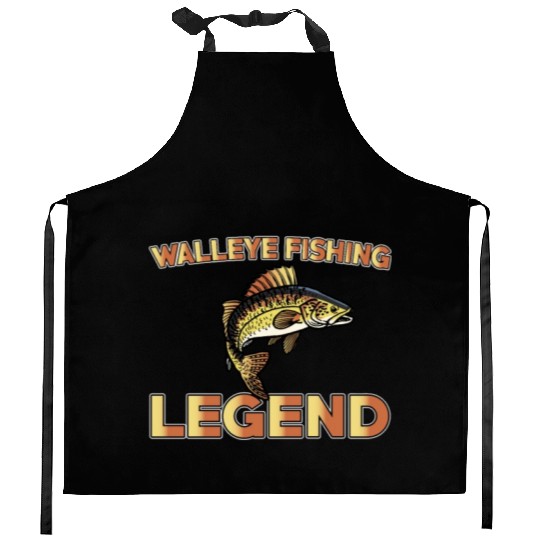 Great Walleye Fishing Legend Kitchen Aprons