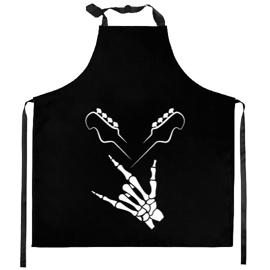 Rocker Skeleton Hand Rock On Rock Star Guitar Kitchen Aprons