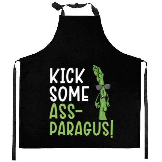 Kick Some Ass-paragus Asparagus Vegetable Vegan Kitchen Aprons
